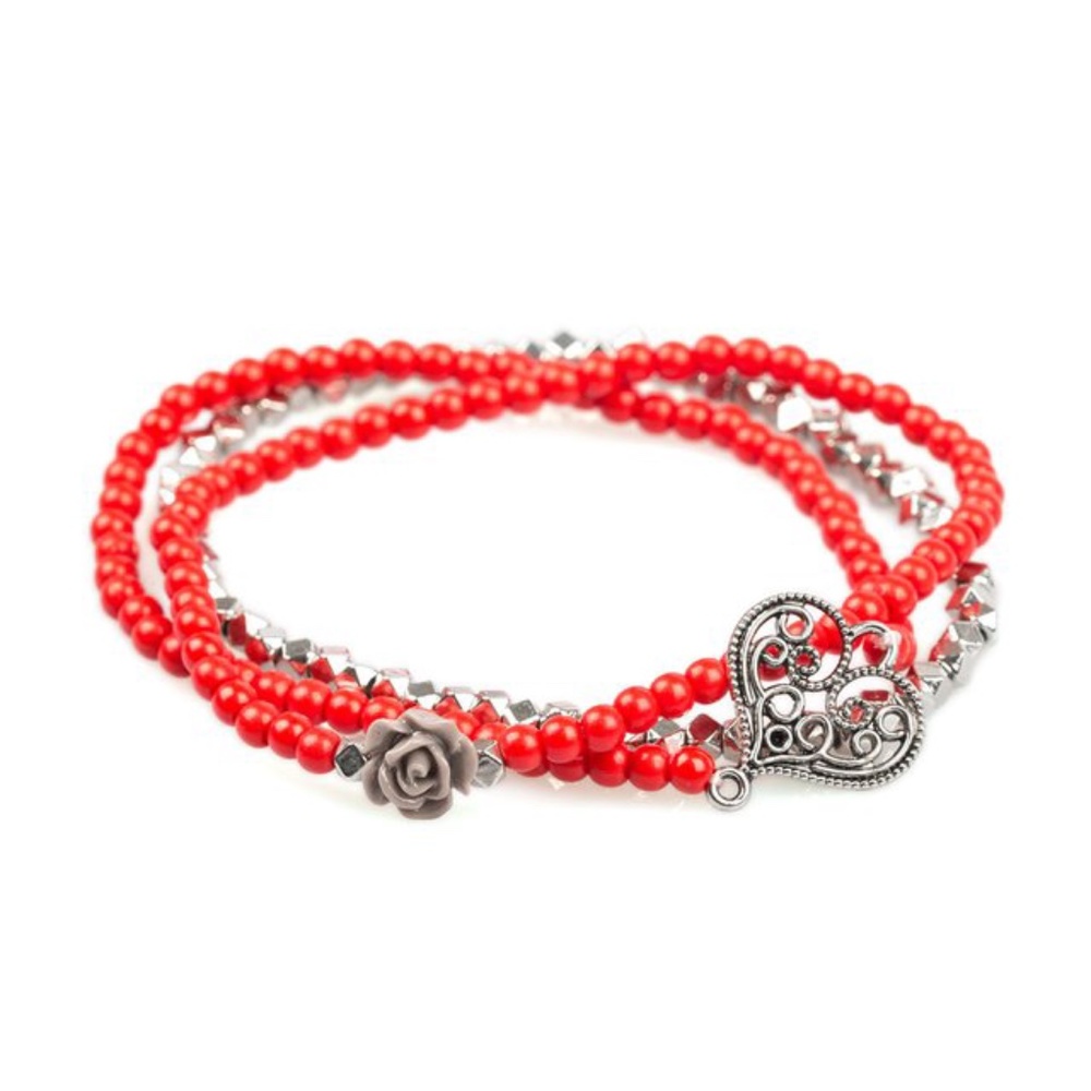 Paparazzi Red Stretch Bracelet 3 Layer